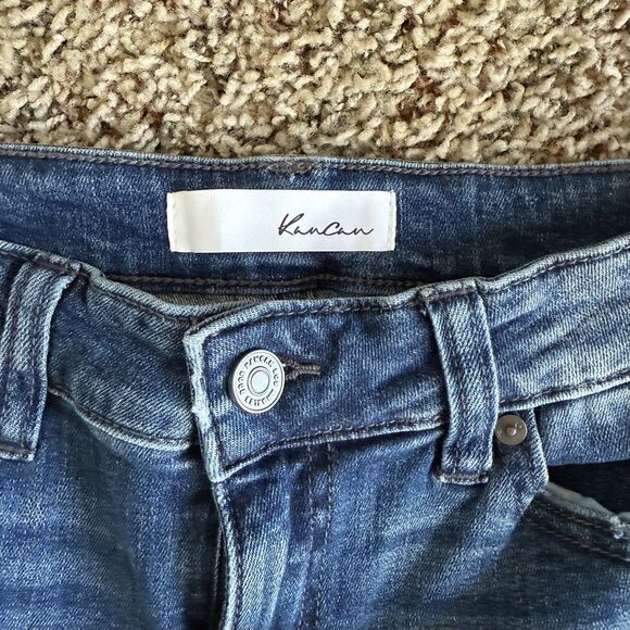 KanCan Jeans 9/28 Mid-Rise Skinny Ankle Blue Denim Frayed edge & slit #KC8558M - Picture 4 of 9